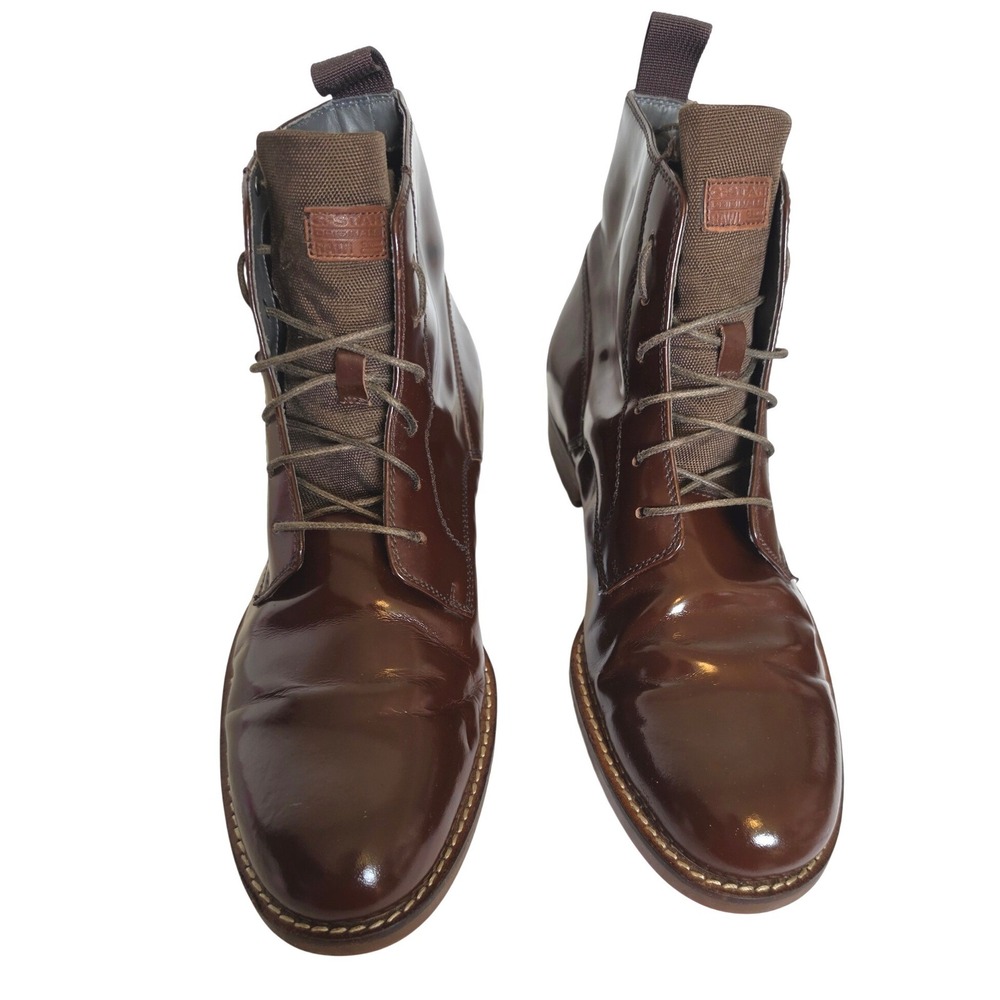 G-Star Raw Cargo Mens Polished Leather Lace Up Boots GS11950/133 Size 10 - Picture 6 of 11